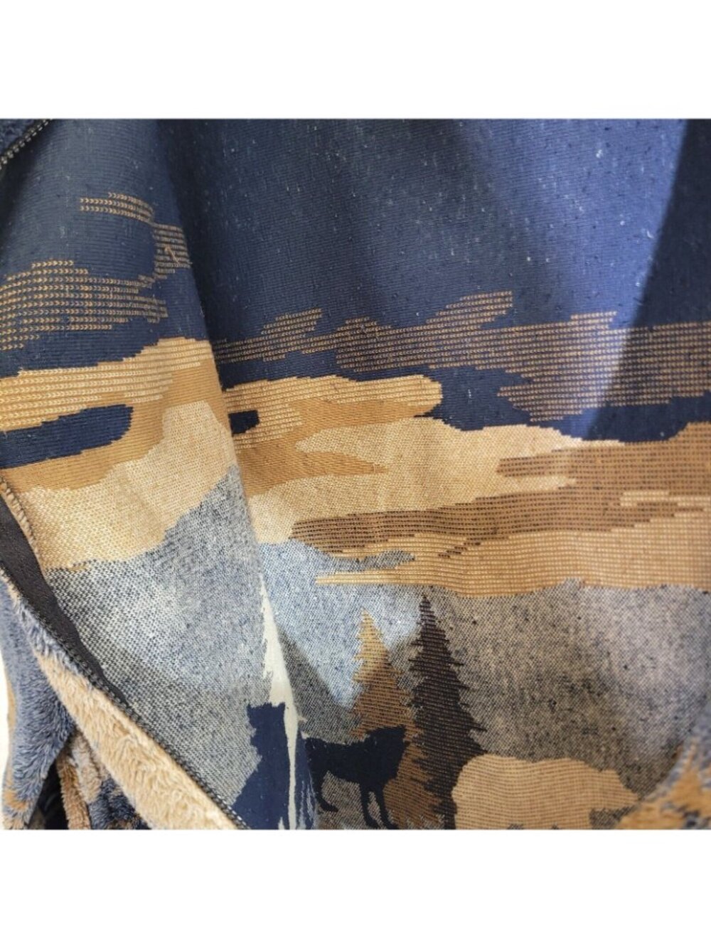 Vintage Black Mountain Full Zip Fleece Jacket Womens 2X XXL Wolves Moose Y2K - Picture 8 of 8